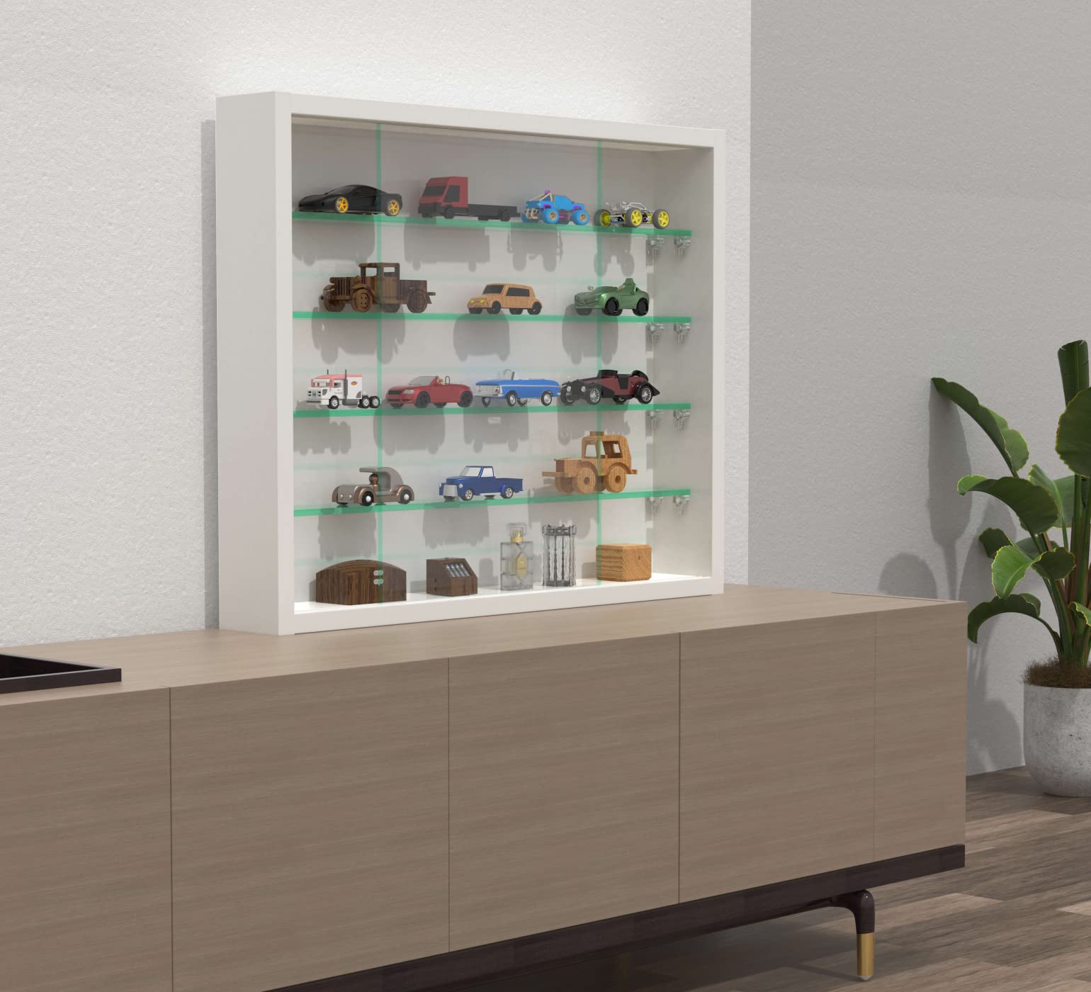 VDD Vitrine stehend Hängevitrine - Glasböden 50 cm breit x 4,5 tief - Schiebetüren