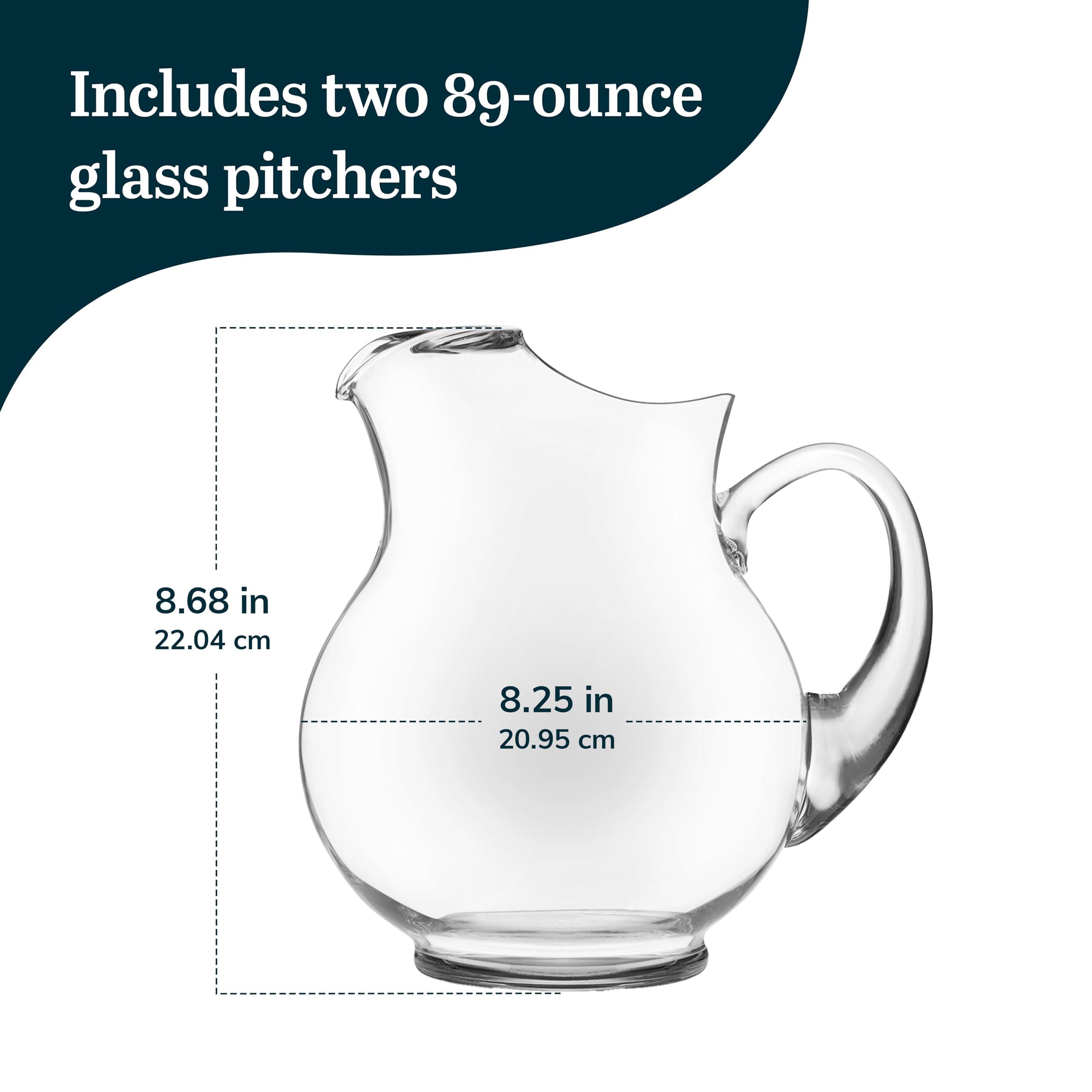 Libbey Acapulco - Set di 4 bicchieri in vetro, Vetro, Set di brocche da 2 pezzi., 89.5 oz