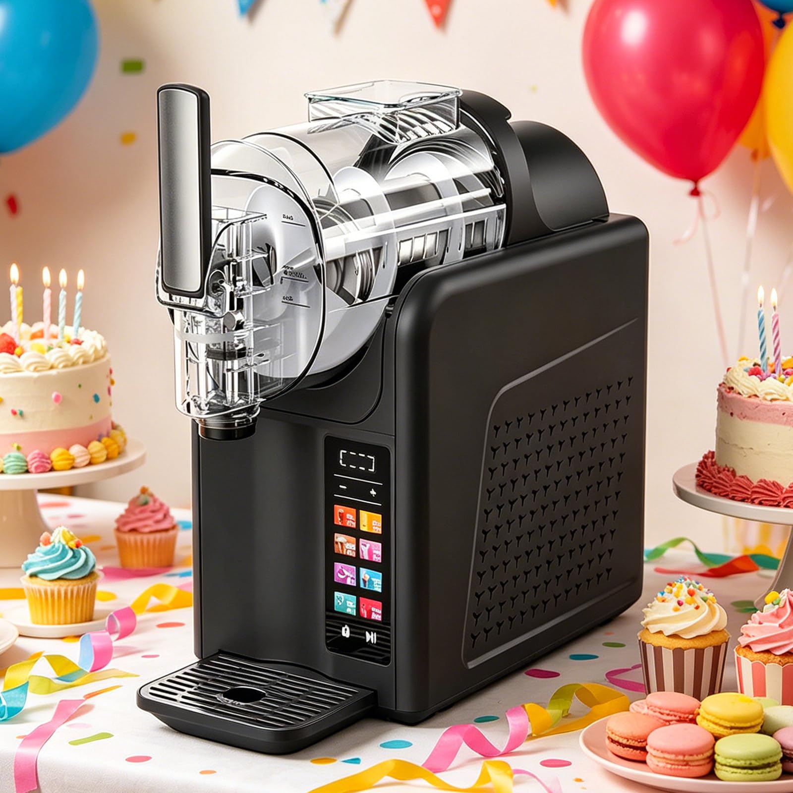 Máquina para Granizados, 7 En 1, para Helado Suave con Cabezal Simple O Doble, Depósitos De 2l/4l, Panel Táctil con Autolimpieza, Ideal para Granizados Y Batidos. SingleBowl-Black