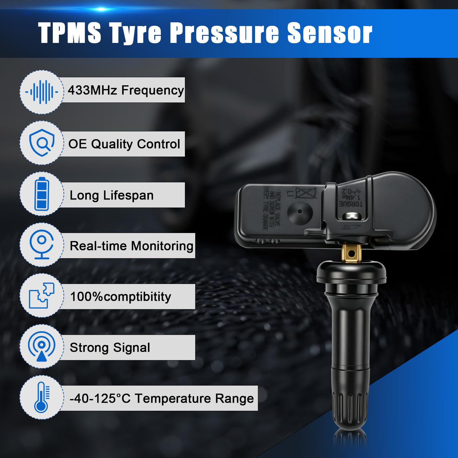 4 sensori di pressione pneumatici compatibili con Hyundai Nexo FCEV 03/Santa Fe IV/Sonata VII RDKS, compatibile con Hyundai Tucson 52933C1100