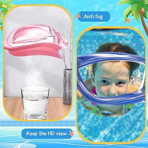 Miniatura 10 de Flutesan Paquete de 6 gafas de natación para adultos y niños, anti niebla, con tapones para los oídos, clip para la nariz, sin fugas, protección