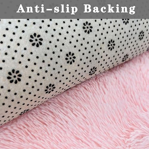 Miniatura 5 de ConCus-T Juego de 2 alfombras de área rosas para el día de la madre, alfombra peluda de pelo sintético rosa teñido anudado para cocina, sala de