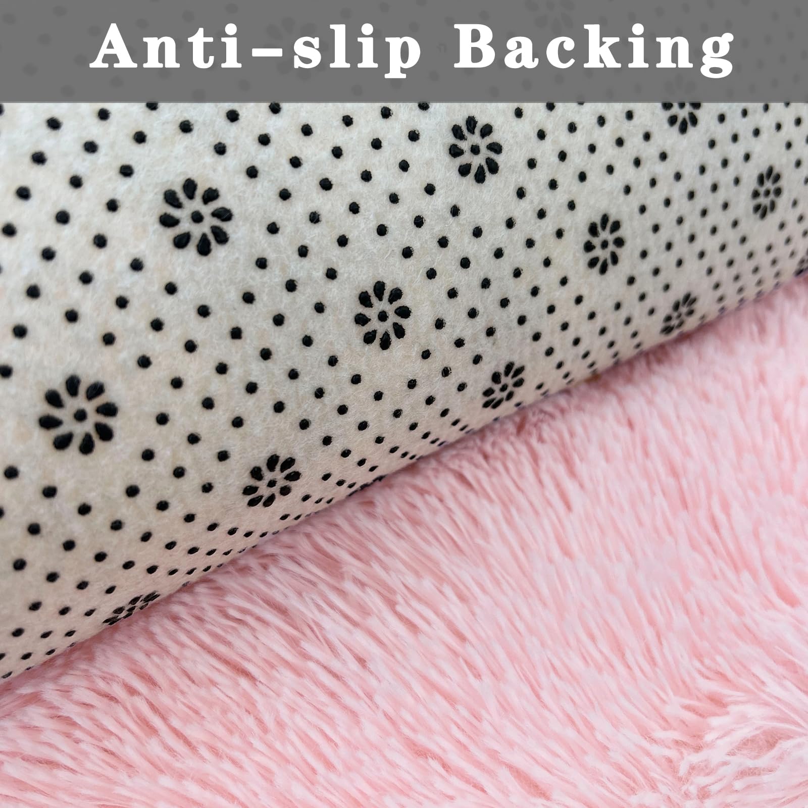 ConCus-T Pink Round Rug for Girls Shag Faux Fur Rug Pink Area Rug Fluffy Circle Carpet for Bedroom Living Room Bathroom 120cm - Image 2