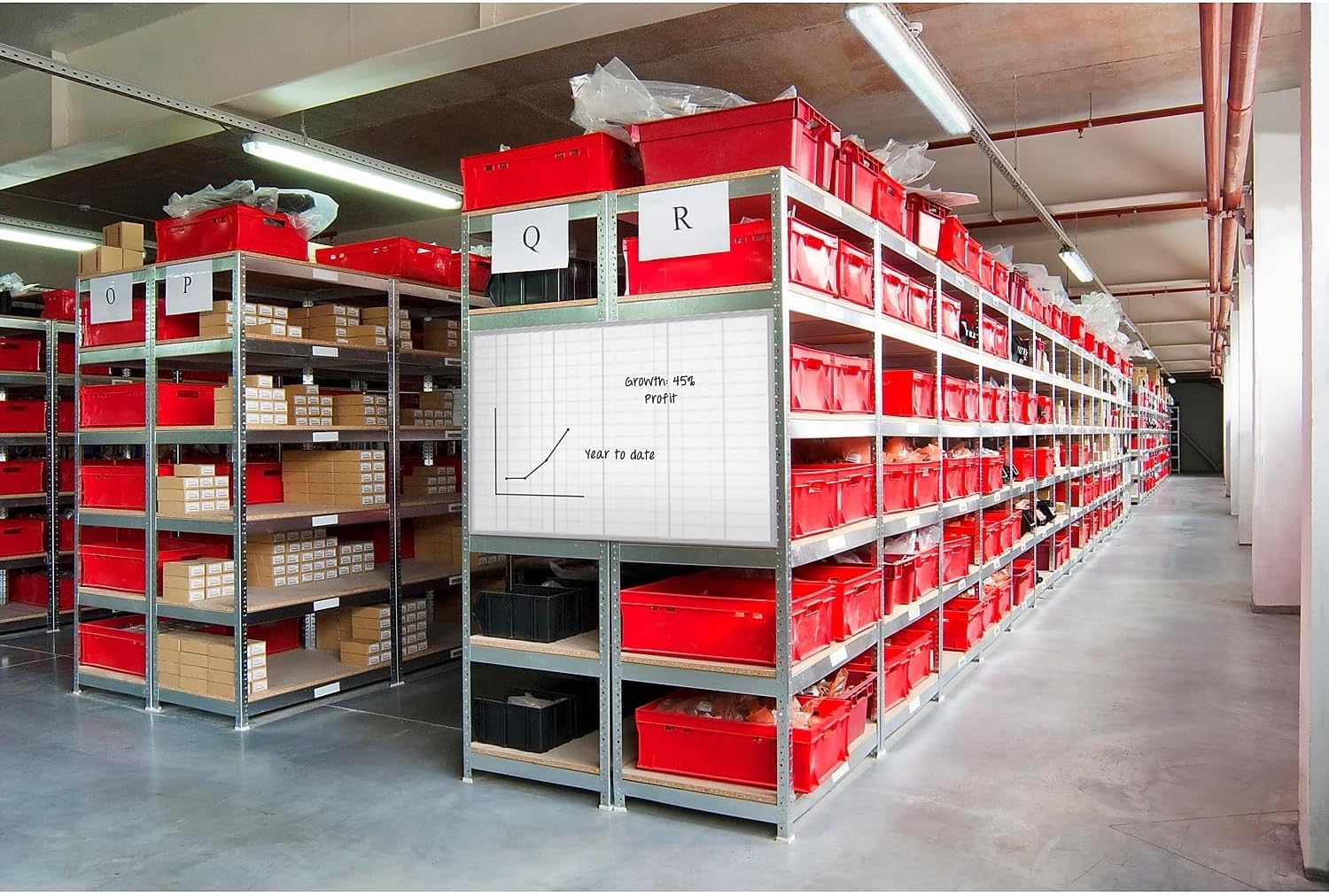 Ghent Grid 4' x 8' Magnetic Whiteboard, Aluminum Frame, 1" Grid Squares (GRPM321G-4)