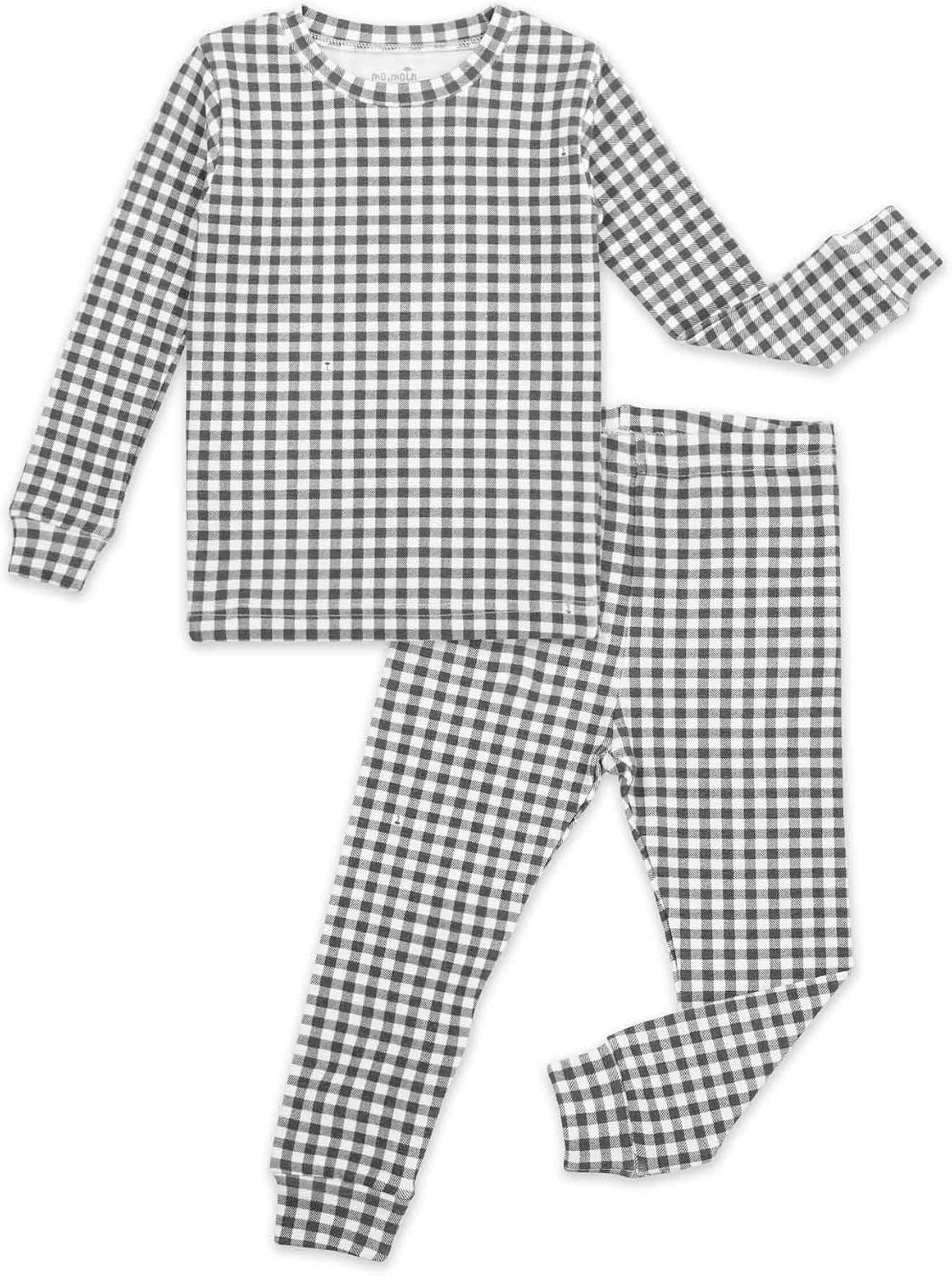 moimoln Cotton Modal Baby Toddler Pajamas Check Solid Leopard 6M-8Y (1/2 Pack)