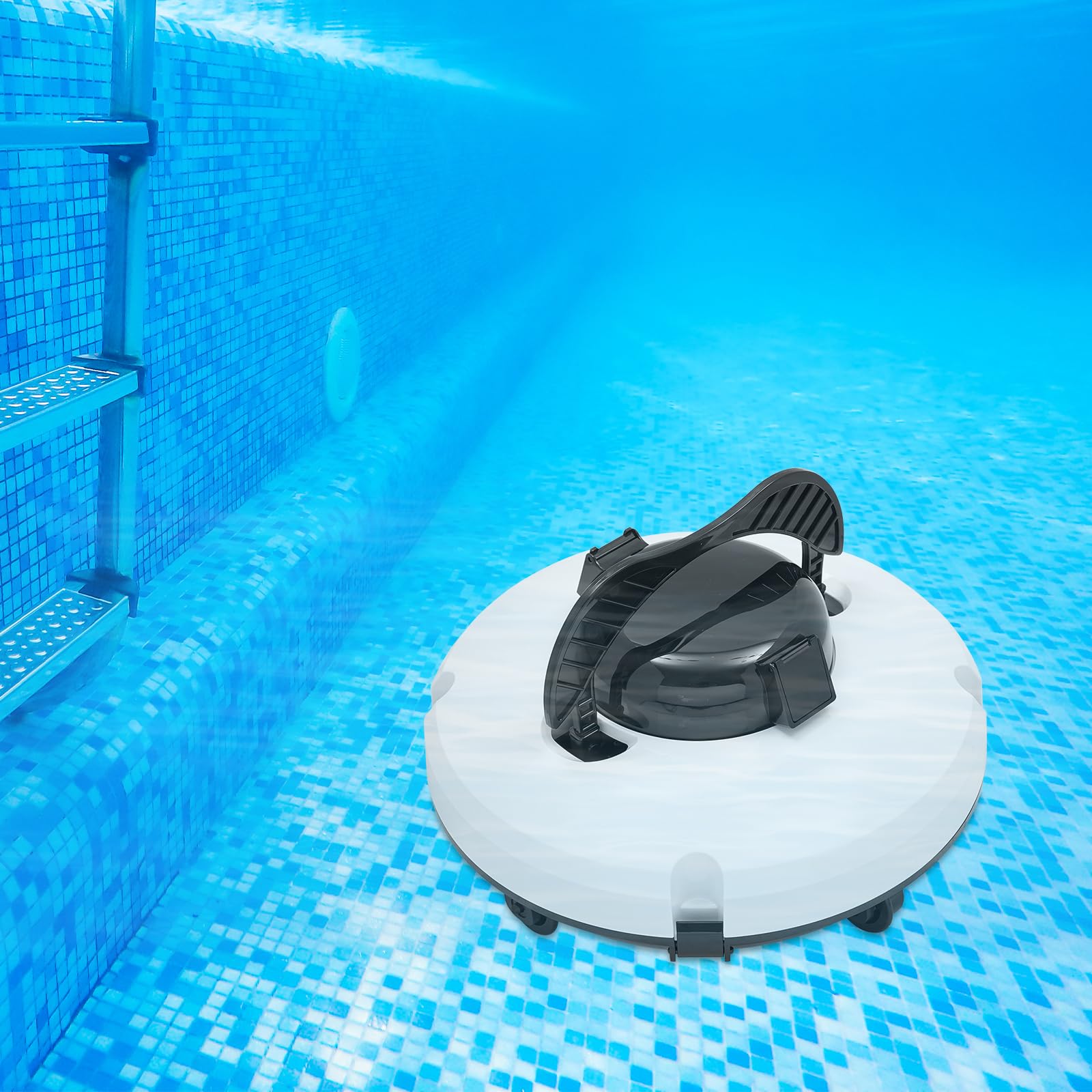 Poolroboter Akku kabellos Poolreiniger Bodenreinigung bis 100m² | IPX8 wasserdicht, Dual Motor, automatische Wandumkehr, 17m/min Reinigung, 2h Laufzeit, für Rund & Rechteck Pools