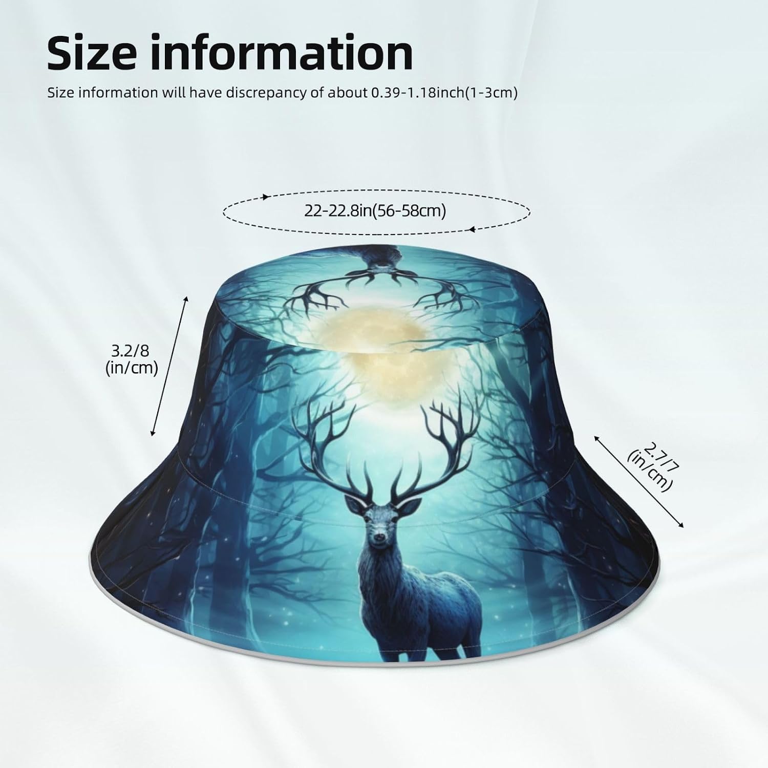 Moonlight Deer Bucket Hats for Women Men Sun Hat Fisherman Hats Travel Beach Hat Summer Fishing Cap Black