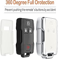 Vista 4 de Sindeda funda para llavero de Chevy con llavero, protección completa, carcasa de llave suave, Blanco, 4 botones