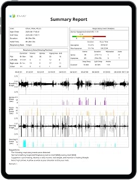 EMAY Sleep Breathing Monitor for Airflow Tracking | Record Breathing Continuously On the App | Monitor Sleep Quality and Respiratory Events | Generate Professional Sleep Report with Data Analysis