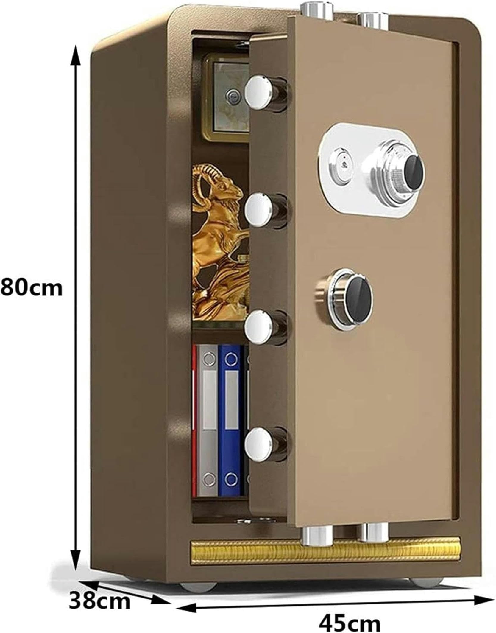 cassaforte, Stee Storag Bo Adatto for Hom Hote Offic Armadietti di classificazione Ignifugo Antifurto e Antiperforazione(Brown,80x45x38cm)