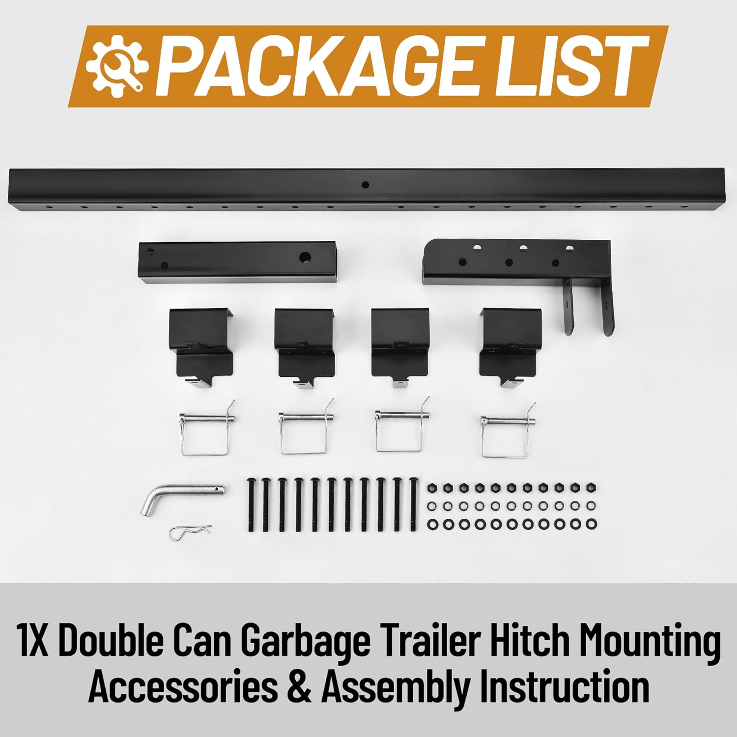 Heavy-Duty Dual Trash Can Hauler, 2" Receiver Wheeled Hitch for Easy Outdoor Transport Fit Truck Golf Cart ATV
