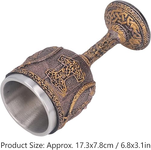 Miniatura 6 de Cáliz nórdico, cáliz hecho a mano, copa de vino nórdica con revestimiento de acero inoxidable carcasa de resina decorativa retro taza de cerveza