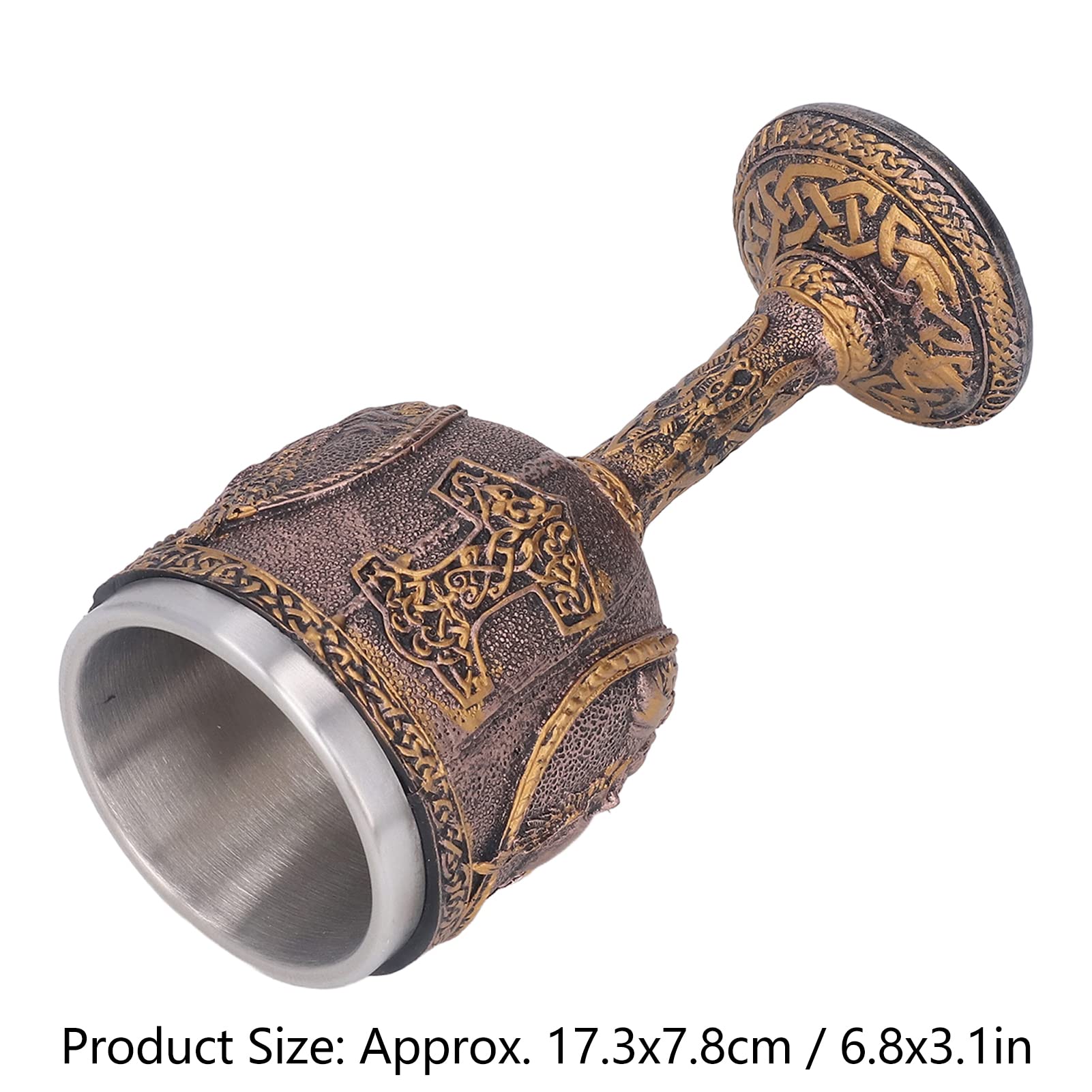 Beufee Wine Goblet, 2PCS Stainless Steel Liner Resin Shell Decorative Retro Solid Royal Wine Cup for Home Kitchen Bar Party