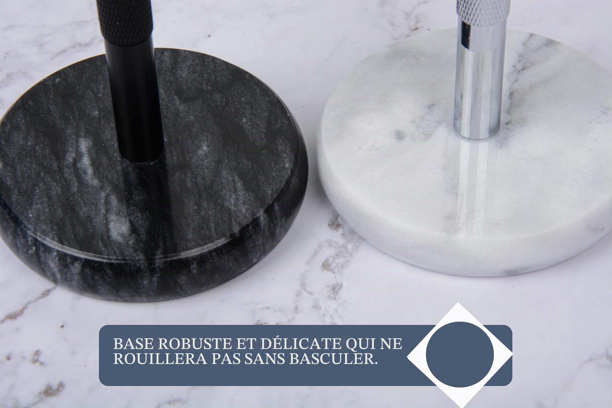 Support pour rasoir et brosse, le support de rasoir avec base en marbre est plus stable, la base ne rouille pas et la distance de protection ajustée protège votre plan de travail, un cadeau