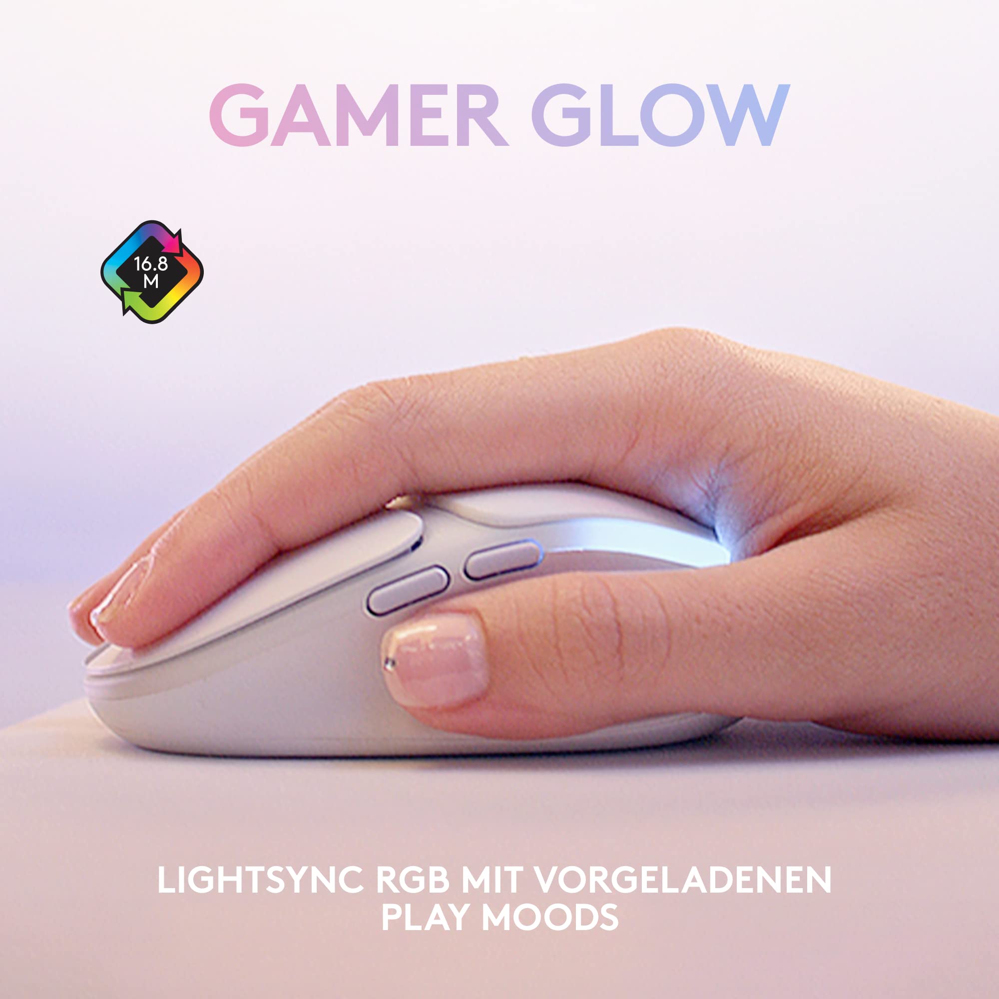 Logitech G705 kabellose Gaming-Mouse | Anpassbare LIGHTSYNC RGB-Beleuchtung, Kabellose Verbindung via LIGHTSPEED und Bluetooth, Leicht, PC/Mac/Laptop – Weiß