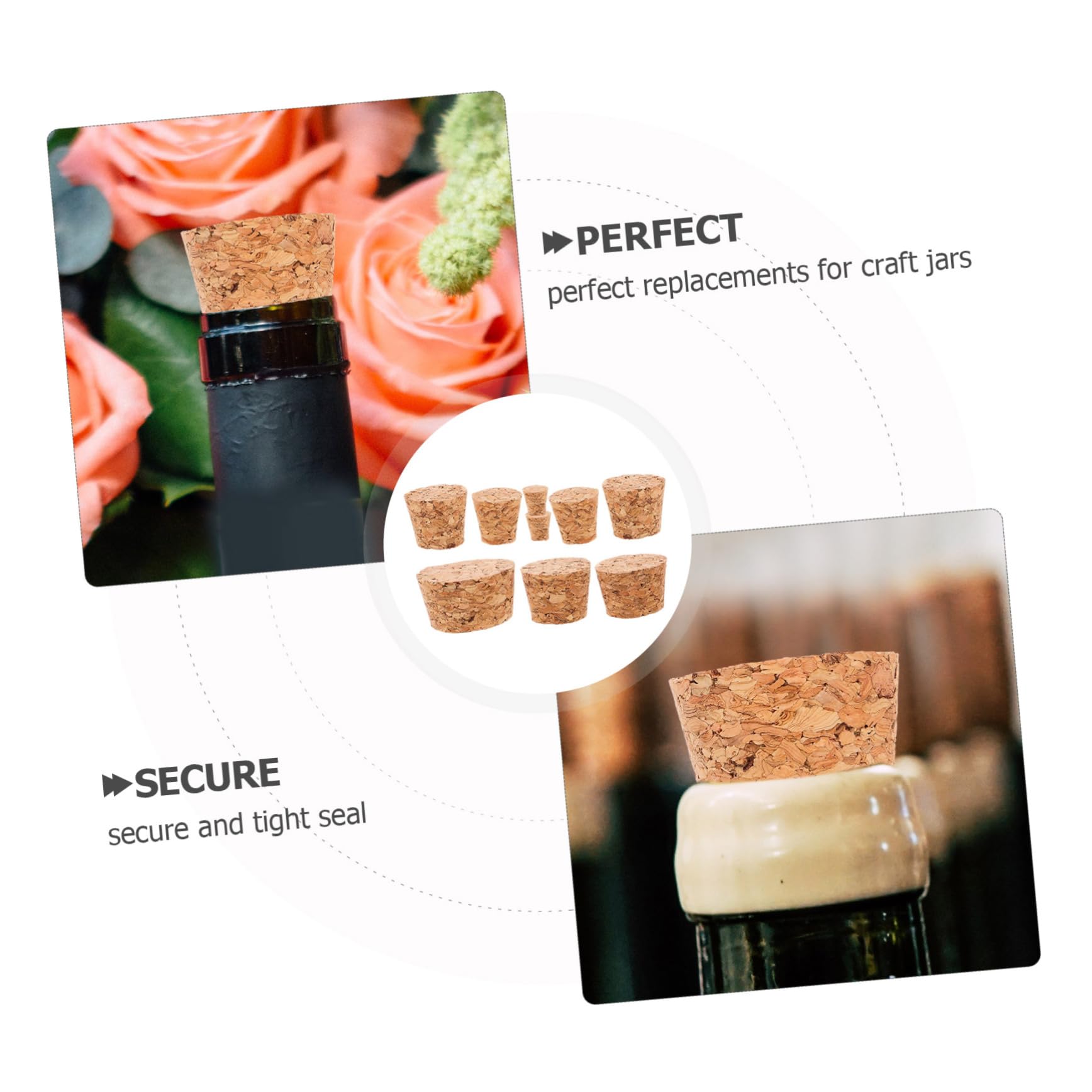ULTECHNOVO 4sets Tappi Sughero Per Bottiglie Di Vino Diverse Per Craft e Conservazione Realizzati Sughero Resistente Perfetti Per Bottiglie e Barattoli Artigianali