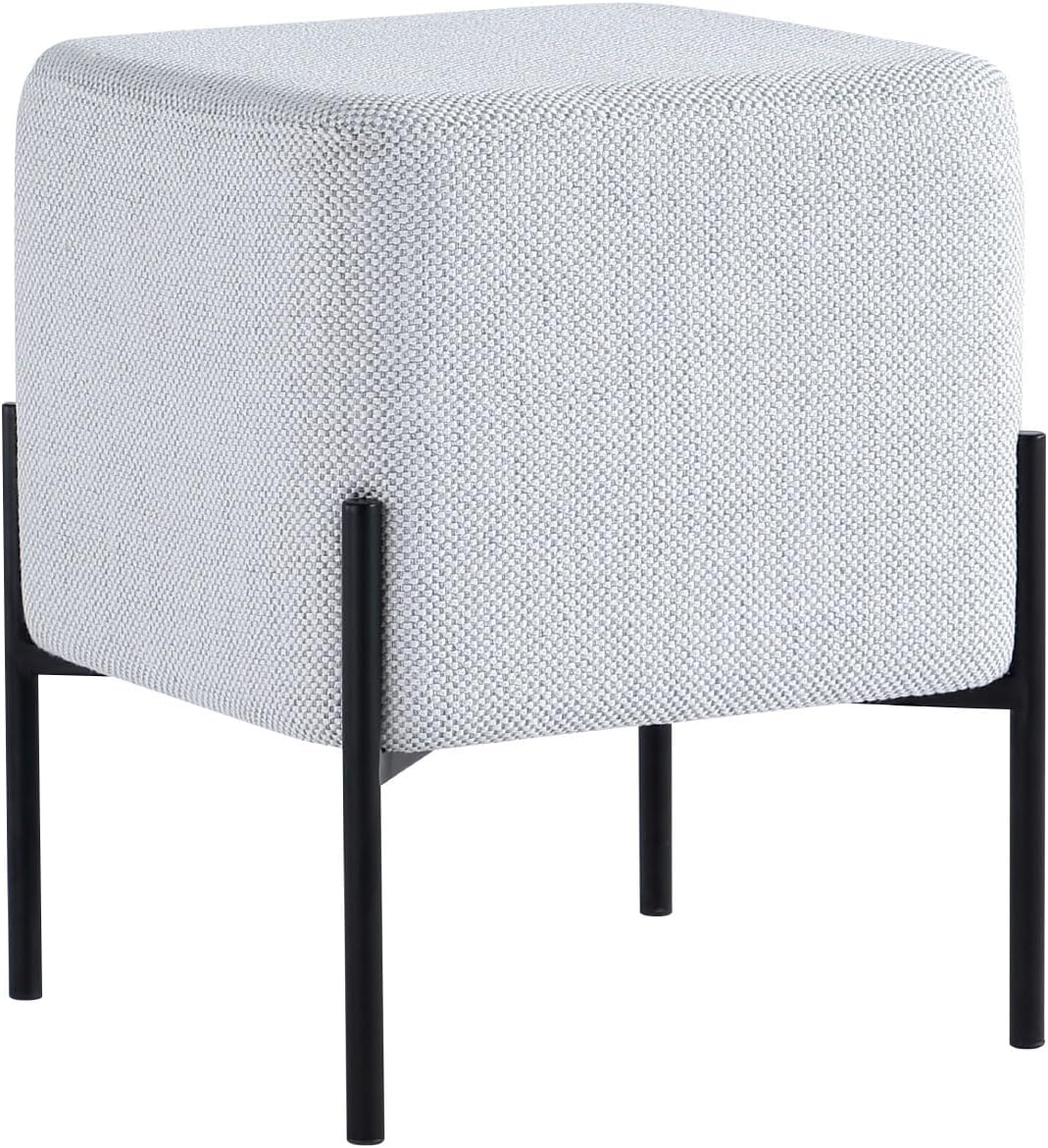 Get Set Style Pouf Ottoman Stool, Modern Vanity Stool Chair Upholstered Foot Rest Sofa Side Foot Stool Ottoman Seat for Living Room, Bedroom, Entry, Hallway, Office (Light Grey)