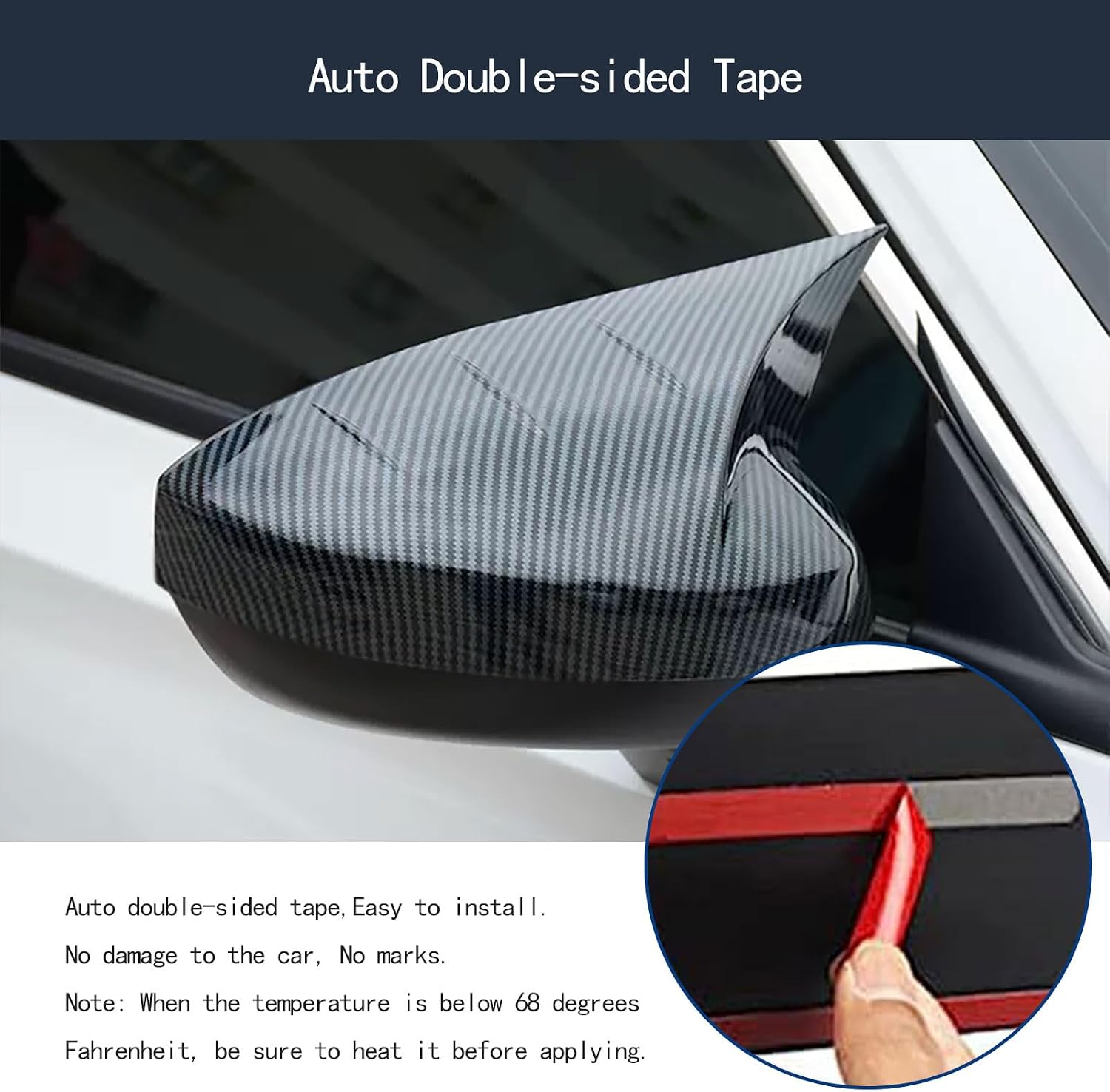 Side View Mirror Cap Cover Compatible With Honda Civic 11TH GEN 2026 2025-2022 Rear view Mirrors Trim Exterior Car Accessories ABS 2PCS(Carbon Fiber Style)(Without Turn Signal Mirror)