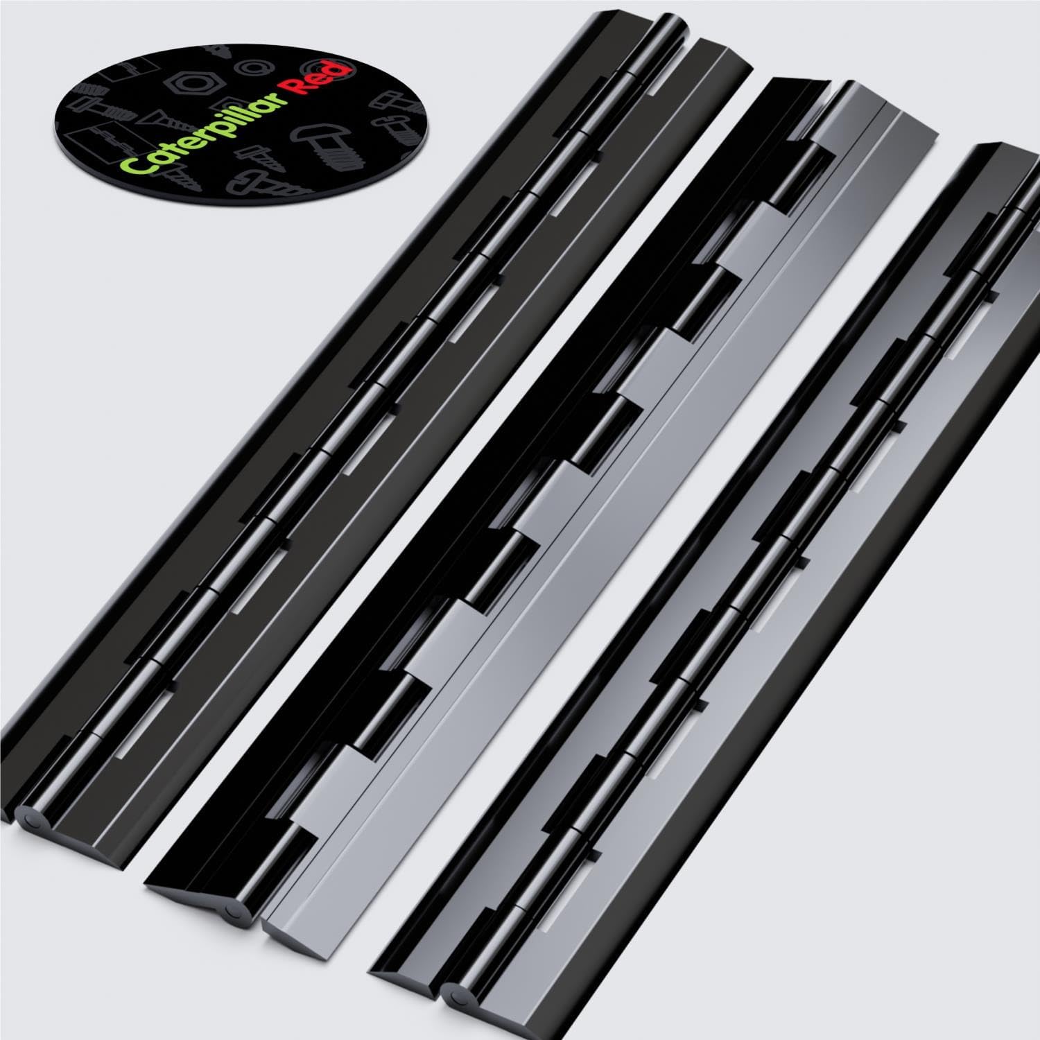 3 x Acrylic Hinge 300mm (11 13/16 in), BLACK, Continuous Acrylic Piano Hinges