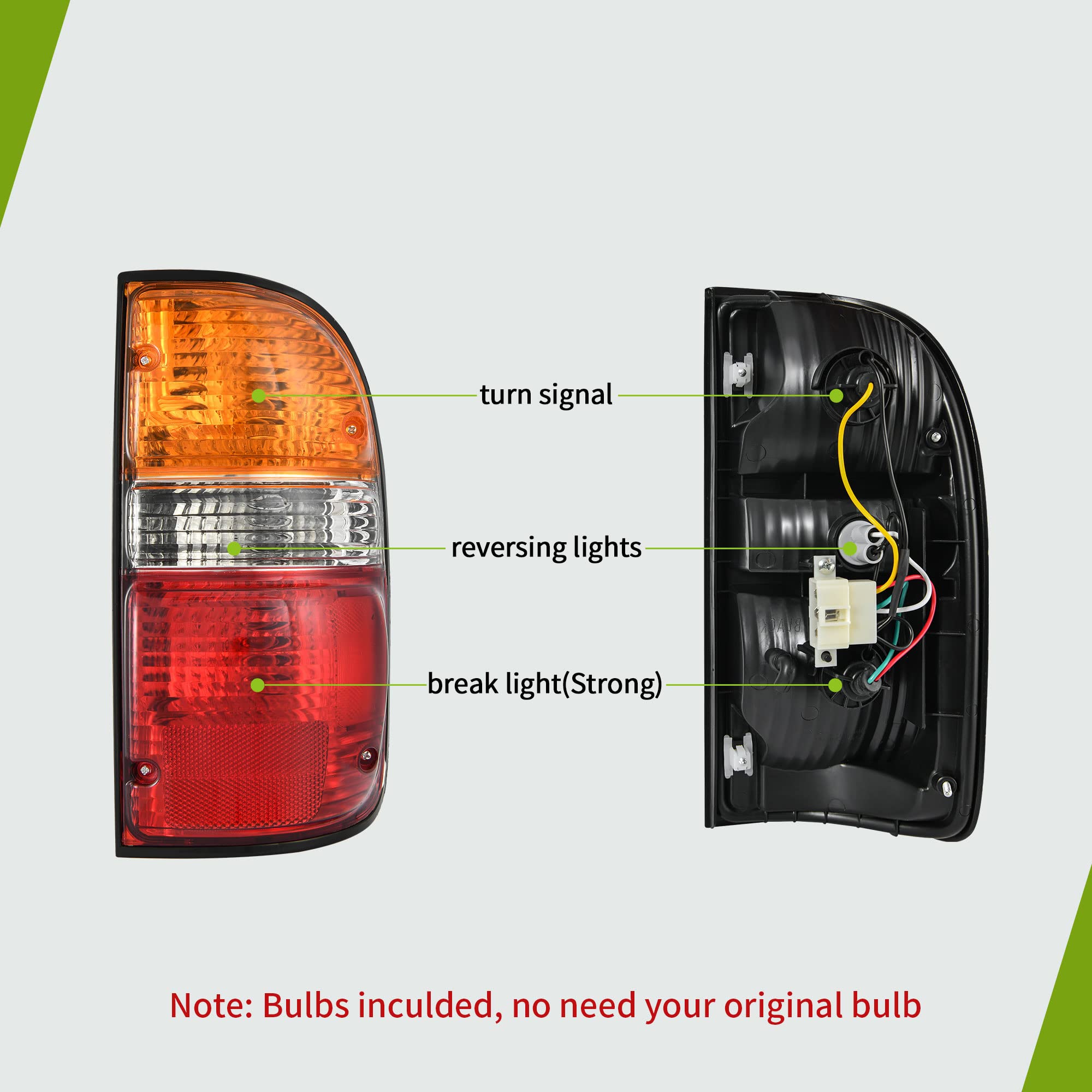 AUTOSAVER88 Rear Taillight Tail Lamp Brake Lamp With Bulb Inside Compatible with 2001-2004 01 02 03 04 Tacoma Rear Taillight Brake Lamp - Passenger and Driver Side