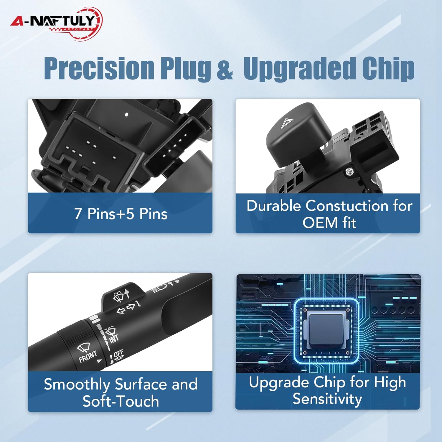 Turn Signal & Multifunction Switch Compatible with Chevy Silverado 1500/2500/3500 & GMC Sierra 2014-2021 - Headlight/Wiper/Dimmer Control Blinker Level Switch Replacement, 22982103 CBS2265 1S12904