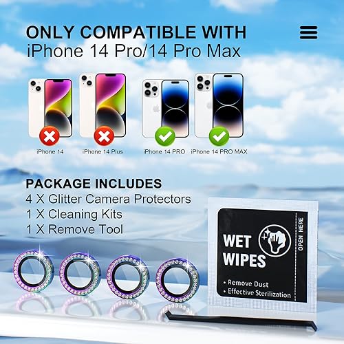 Miniatura 151 de Misea [3+1] Protector de lente de cámara para iPhone 14 Pro/iPhone 14 Pro Max, protector de pantalla de vidrio templado 9H, protector de pantalla