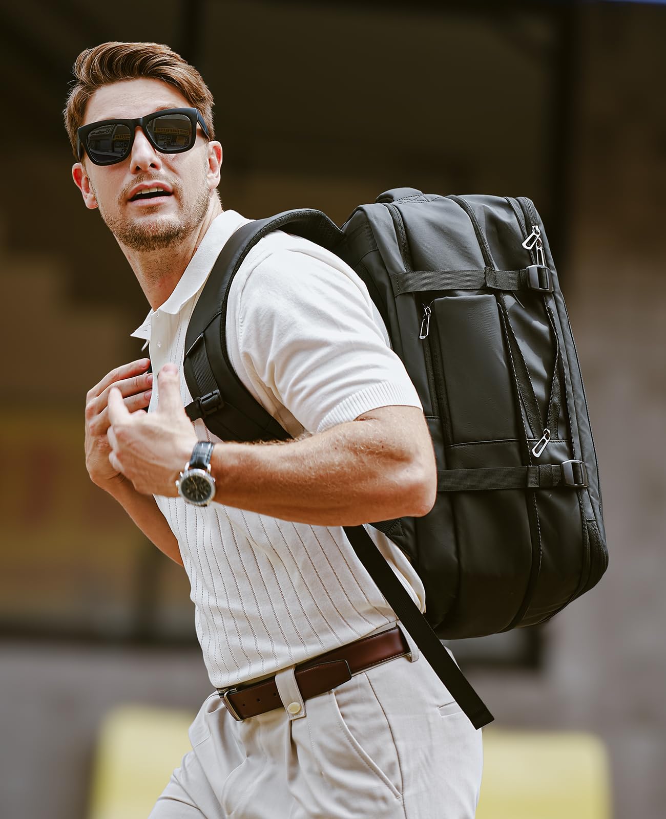 MARK RYDEN Mochila expandible para hombre de negocios, bolsa para portátil de 17 pulgadas, tejido hidrófobo, antirrobo, certificado de vuelo, equipaje de mano, Negro , 30-42L, Negocio