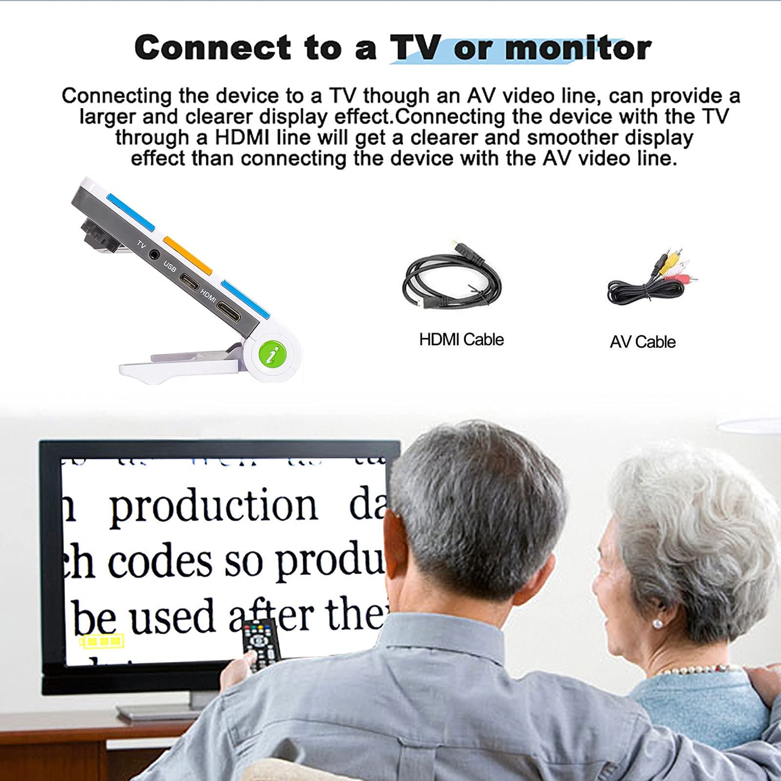 Lupa digital de lente dual de 7.0 pulgadas para baja visión, lupa electrónica de ayuda de lectura móvil, zoom 2X-32X y 26 modos de color, congelación de imagen y panorámica de imagen, salida AV/HDMI