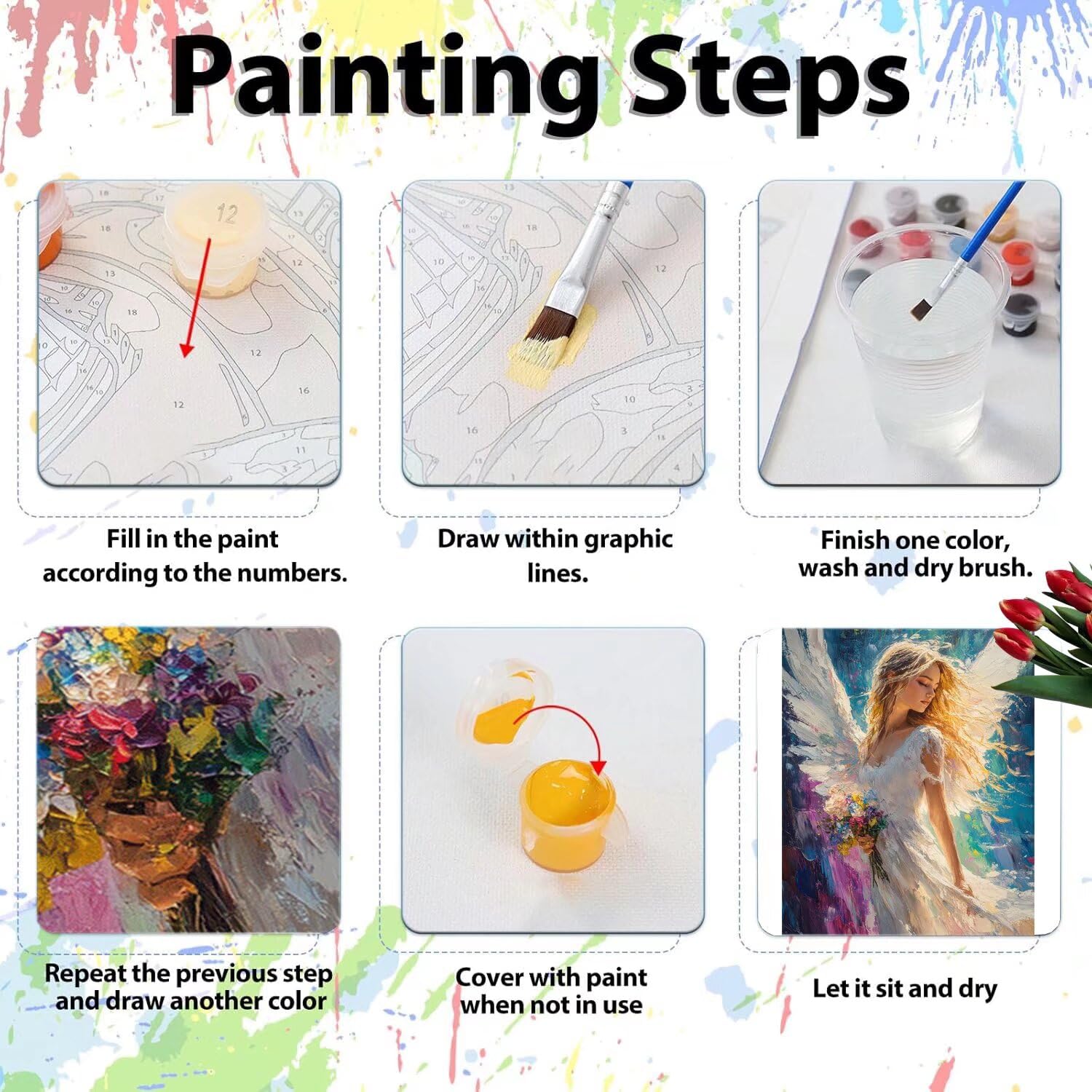 Pintar por Numeros Adultos pintar por numeros niños manualidades niños 10 años, DIY Pintar por Números de Pincel y Pintura acrílica Decoraciones para el Hogar Manualidades, sin Marco 60x80cm C-122