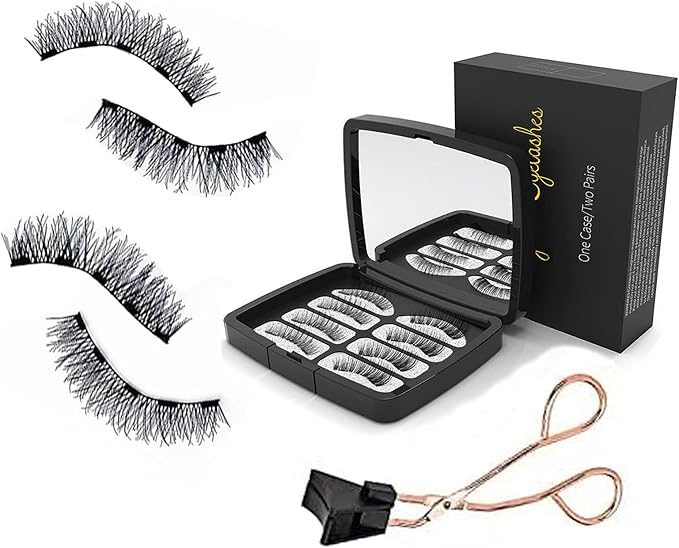 Lot de 8 faux cils magnétiques à 5 aimants sans eyeliner, pas besoin de