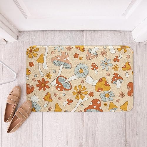 Miniatura 3 de Erosebridal Hippy Girl - Alfombra de baño retro de los años 60 y 70 con diseño de hongos y flores, alfombra vintage para adultos, mujeres, 60, 20 x