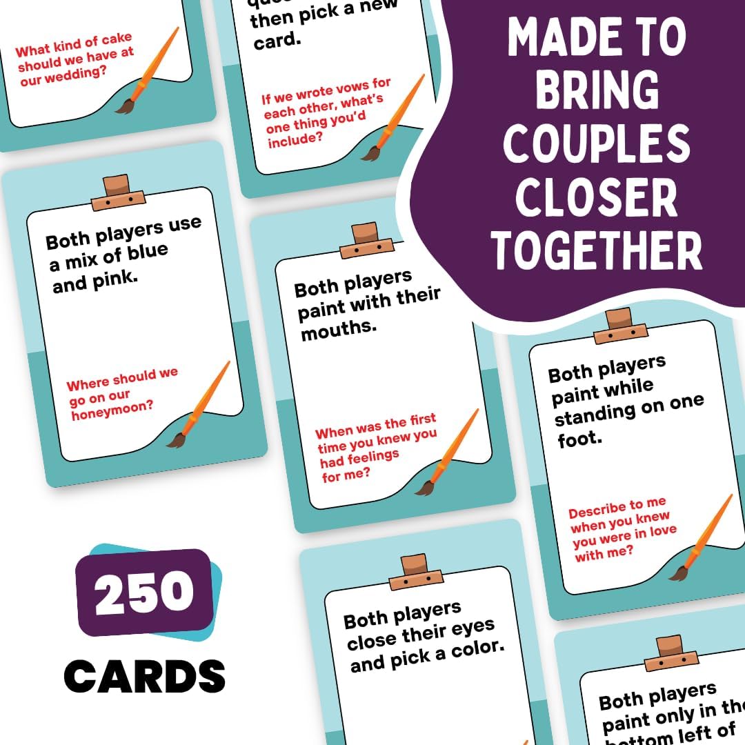 The Couples Painting Game – Date Night Card & Painting Kit | Fun DIY Activity with Prompts, Challenges & Questions for Deeper Connection, Meaningful Games for Adults and Teens, 2 Players