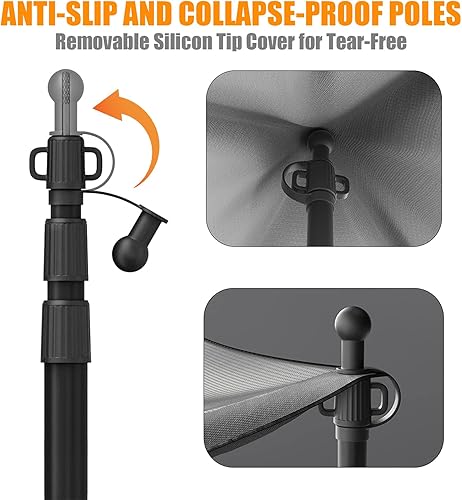 Miniatura 10 de WILDROAD Bastones de lona para tienda de campaña de 8.37 pies, postes de aluminio telescópicos con parte inferior de cono de aluminio