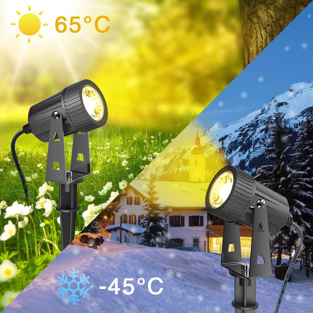 GEEDIAR LED Gartenbeleuchtung, 4 Stücke, Warmweiß 3200K Gartenleuchte mit Erdspieß, IP65 Wasserdicht LED Gartenstrahler mit Stecker, Gartenlampe für Außen Garten Rasen Dekorative
