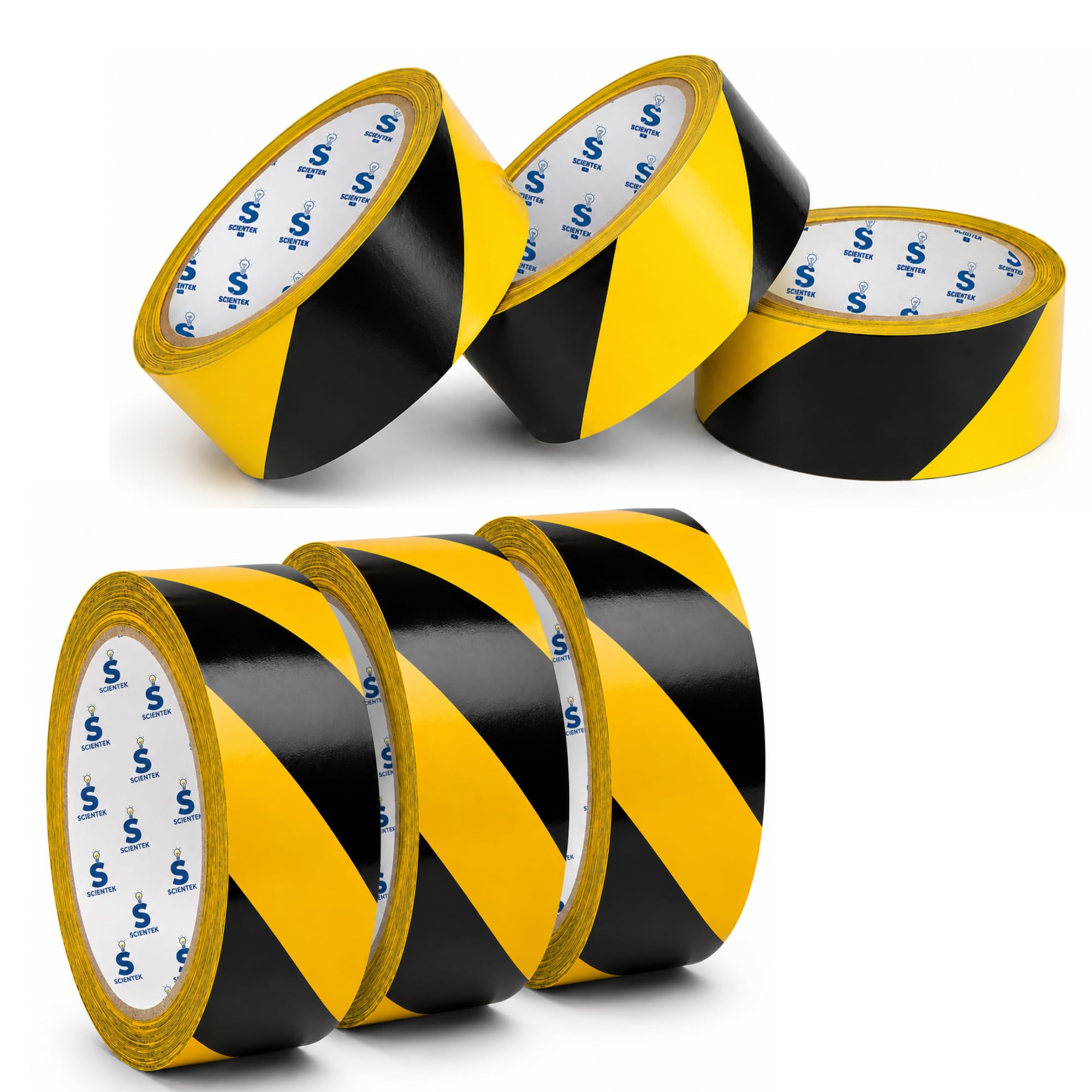 Waterproof Reflective Safety Tape Roll 2 inch x 50 m-Pack 6 |Yellow Black Striped Floor Marking, Hazard Caution Warning Tape Safety Sticker Strips for Wall Factory Trailer Vehicle for Warehouse-image-34