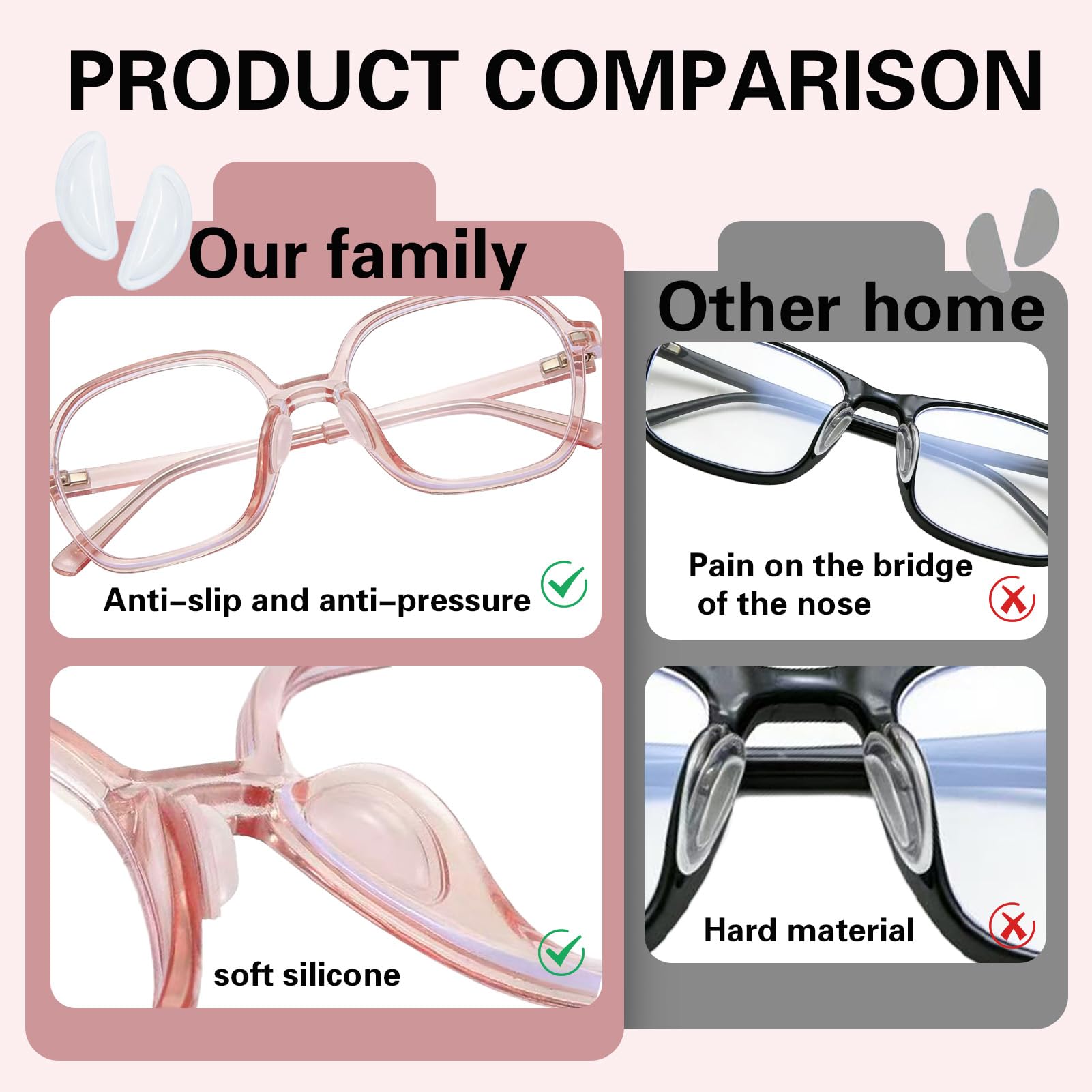 30 Pares Almohadillas de Nariz para Lentes de Silicona, Antideslizantes, con Airbag, Almohadillas Adhesivas, para Anteojos y Gafas de Sol (Transparente)