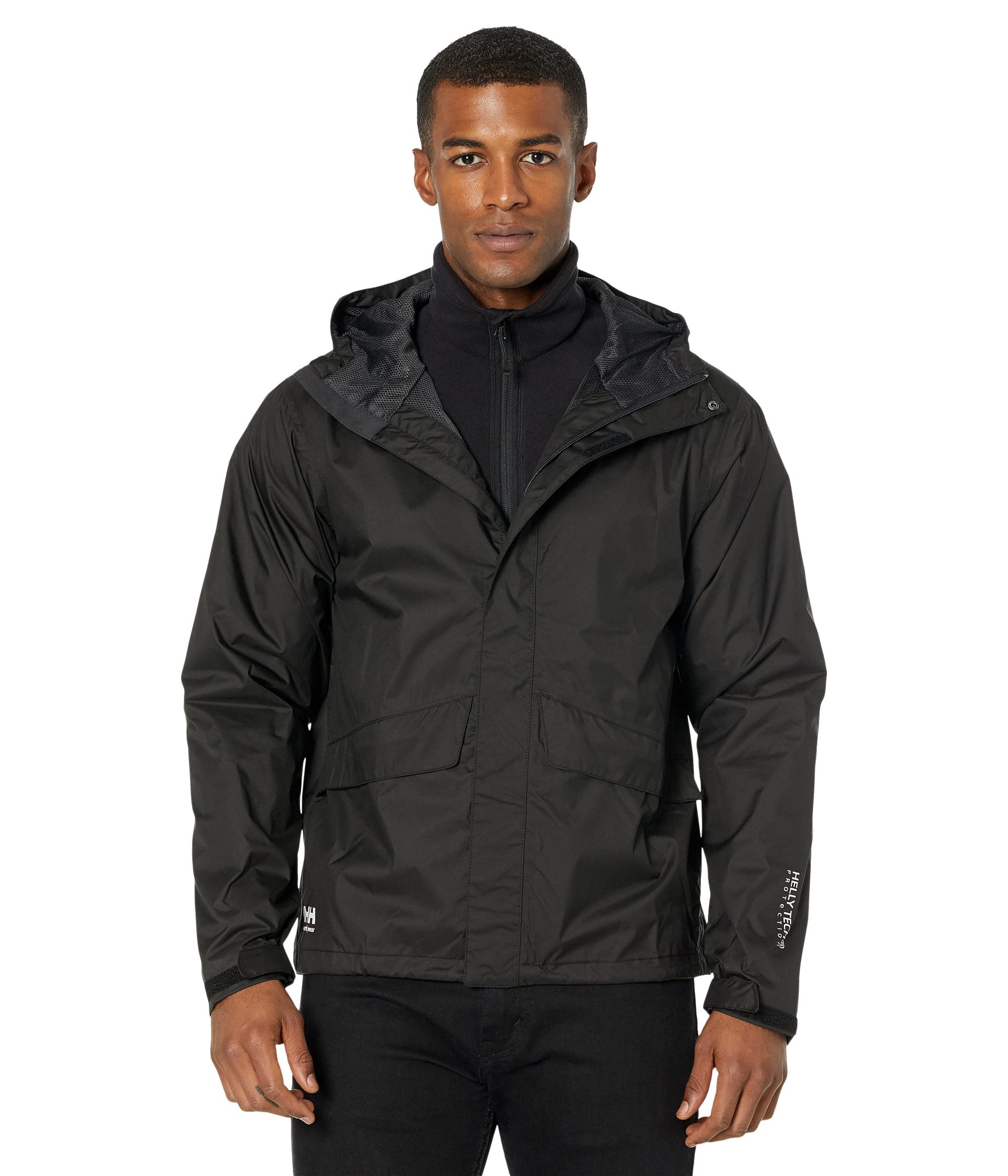 Helly Hansen Workwear Men's Manchester Waterproof Rain Jacket, Black, L