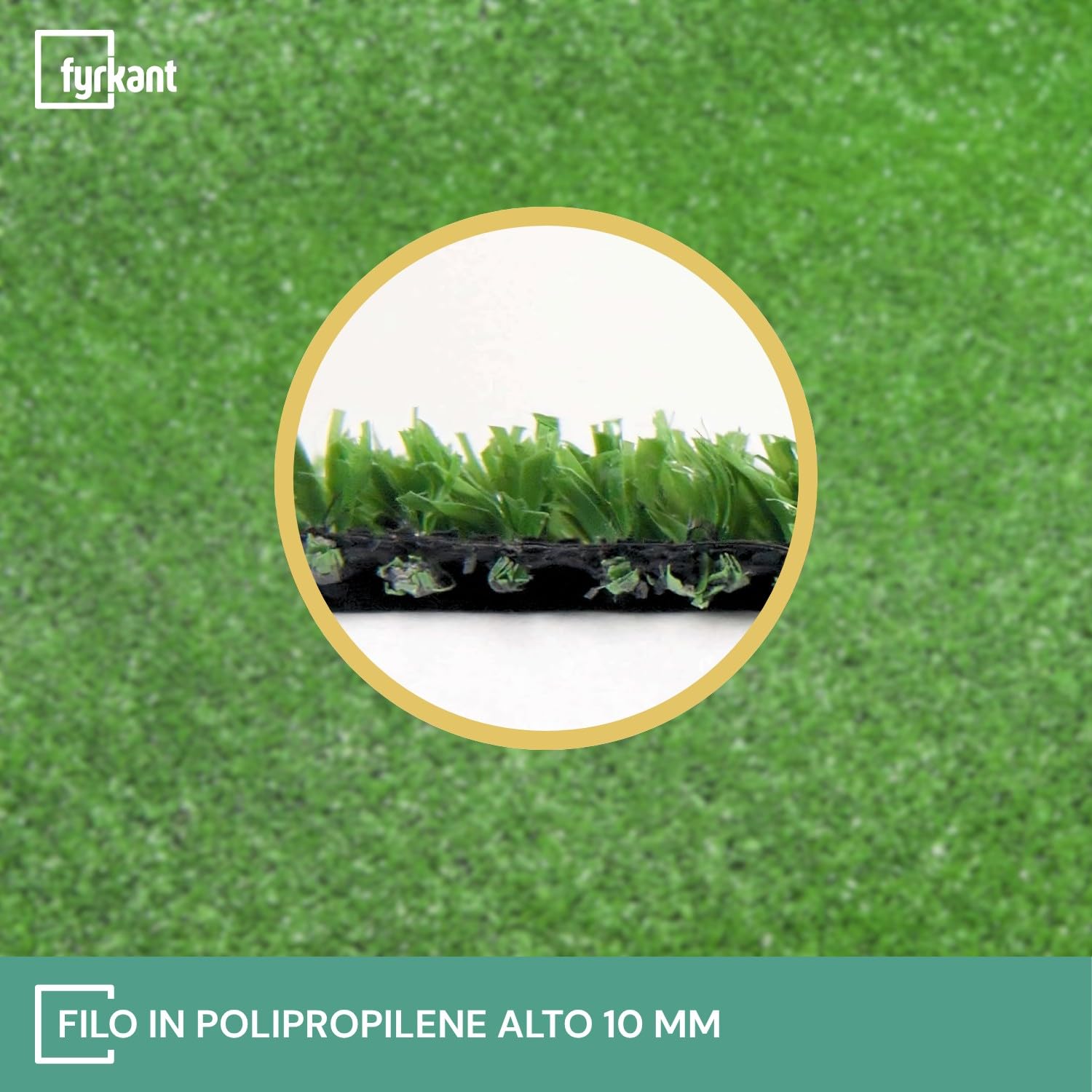 Erba Sintetica Prato Sintetico per Giardino e Balcone - Tappeto in Finta Erba 10 mm Resistente UV (Rotolo 2x25m - 50mq)
