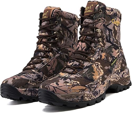 Vista 7 de Cungel Botas de caza impermeables de camuflaje para hombre, antideslizantes, ligeras, transpirables, duraderas, zapatos para exteriores, corte alto