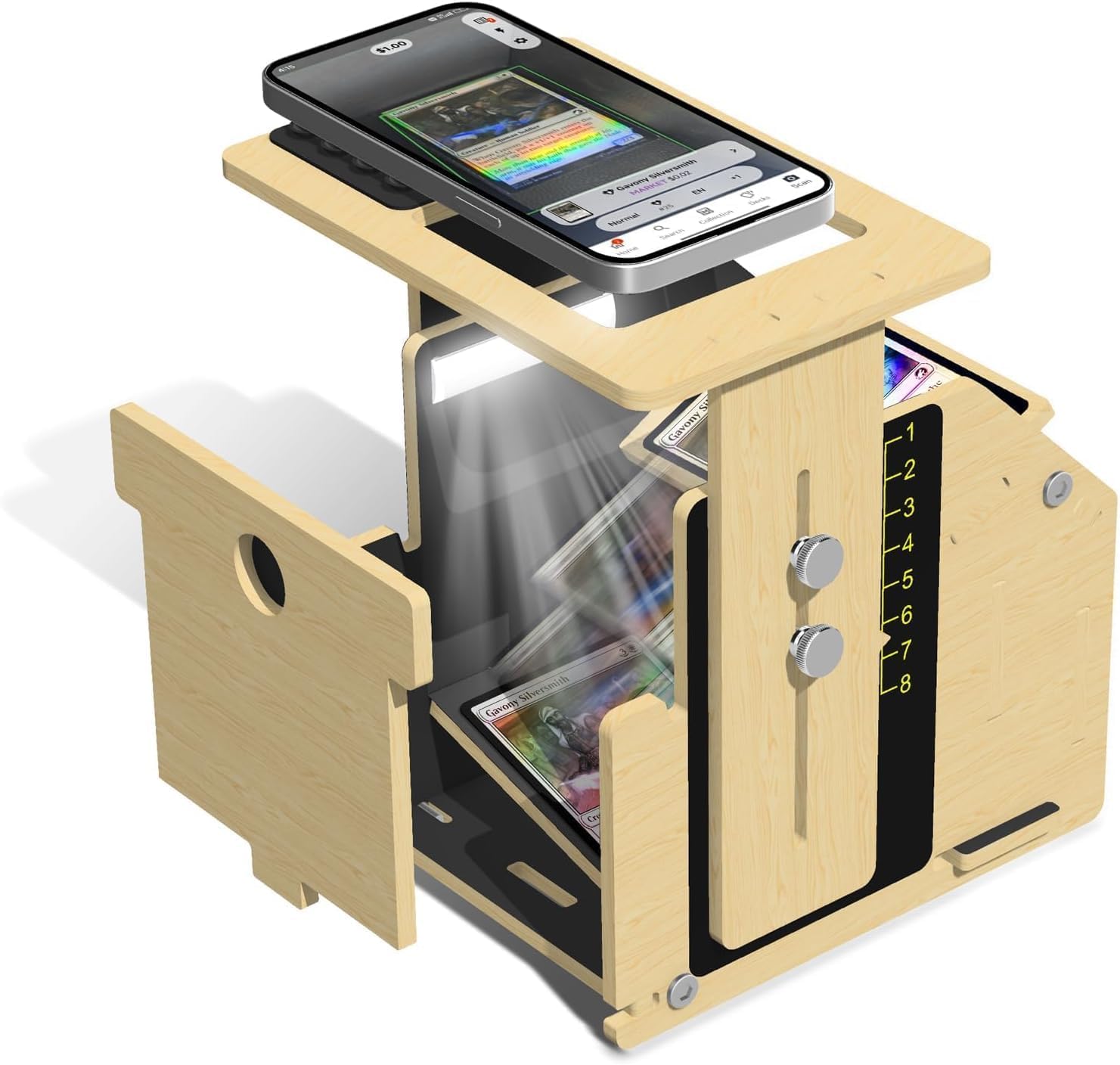 Card Scanner Stand for Trading Cards – MTG & TCG Card Scanner Stand with Light, Quickly Scan and Price Check Sleeved and Unsleeved Collectible Cards, Compatible with ManaBox App