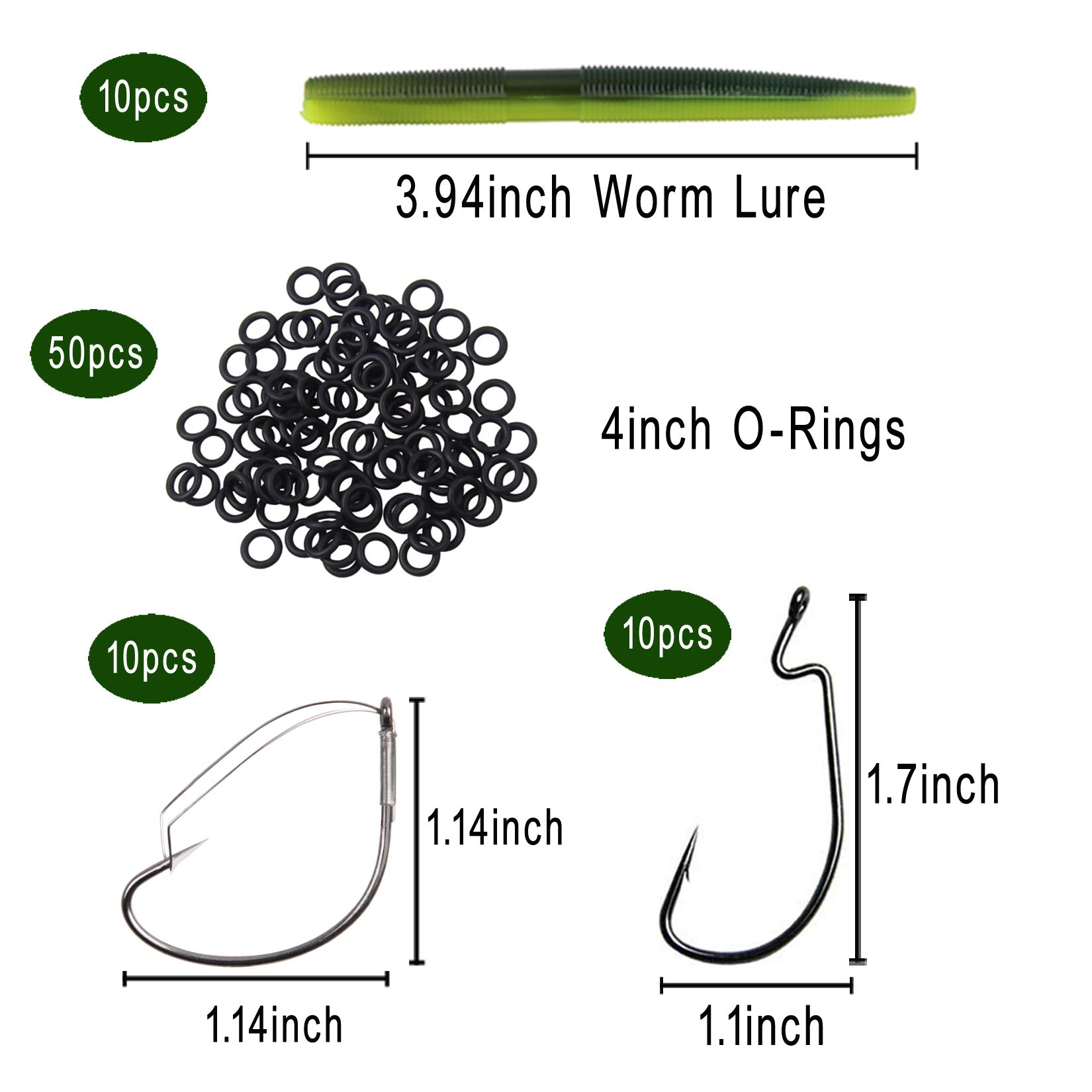 Buy JSHANMEI Bass Wacky Worm Fishing Lure Kit Soft Plastic Fishing