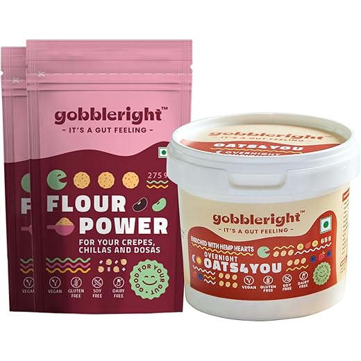 GOBBLERIGHT Overnight Oats4You & Flour Power Cheela Dosa Mix
