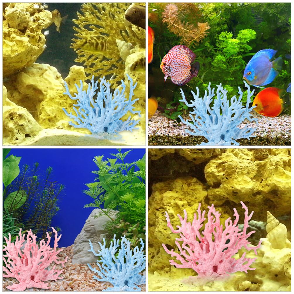 HANABASS 4 Pezzi Di Decorazioni Di Corallo Per Acquario Piante Acquatiche Finte Ornamenti Di Barriera Corallina Per L'arredamento Del Serbatoio Di Pesci Dell'acquario Paesaggistico