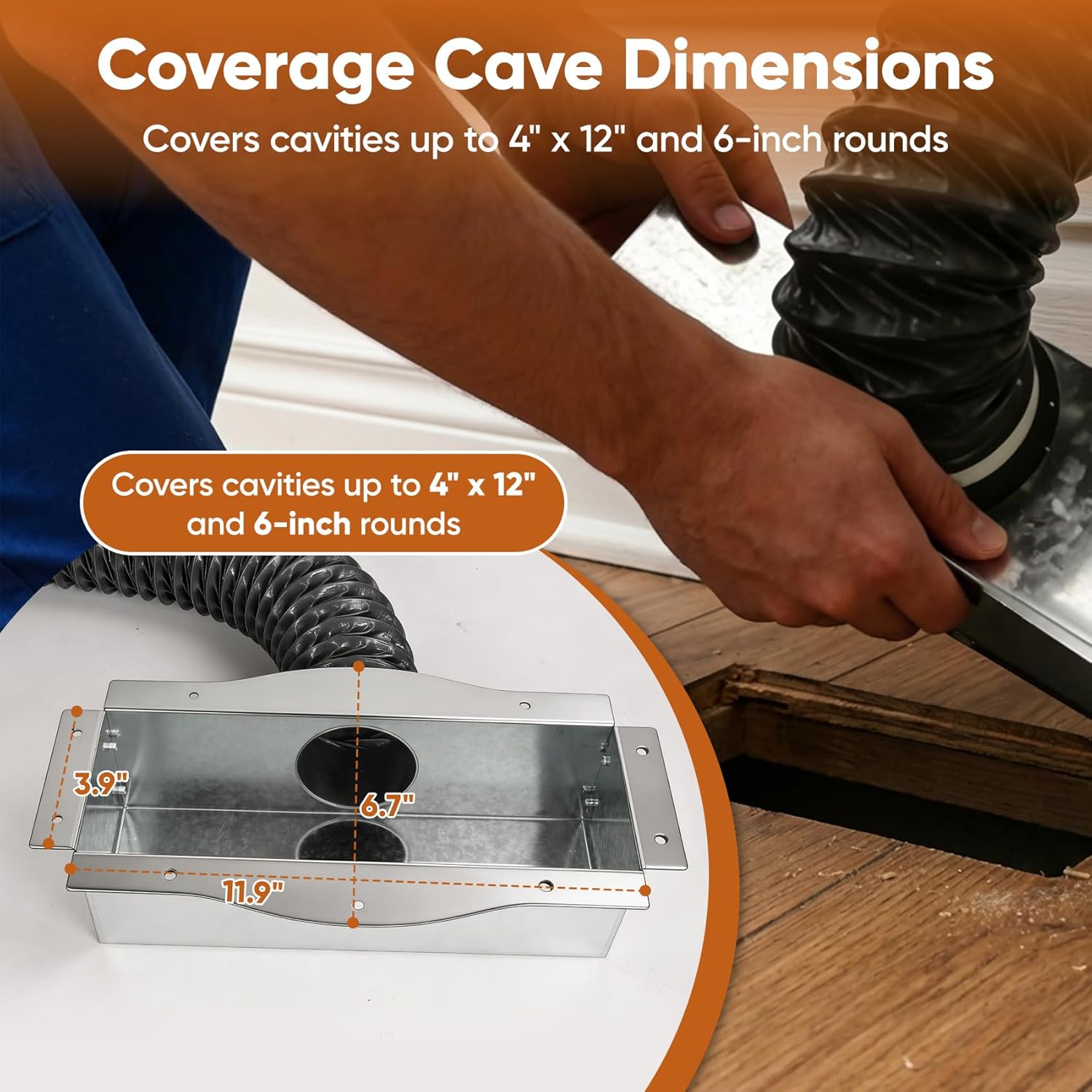 4" Under Cabinet Toe Kick Ducting & Vent Cover Kit | Fits 4" Cabinet Cavity, 4x10"/4x12" Floor Vents | Boosts HVAC Efficiency, Reduces Energy Costs & Improves Ventilation