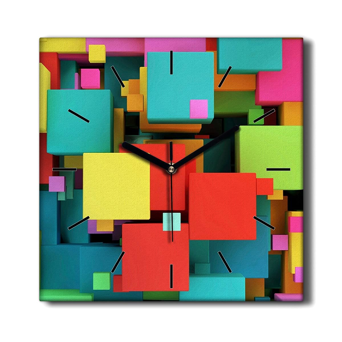 Horloge sur Toile Cubes 30x30cm pour une décoration murale raffinée de salon