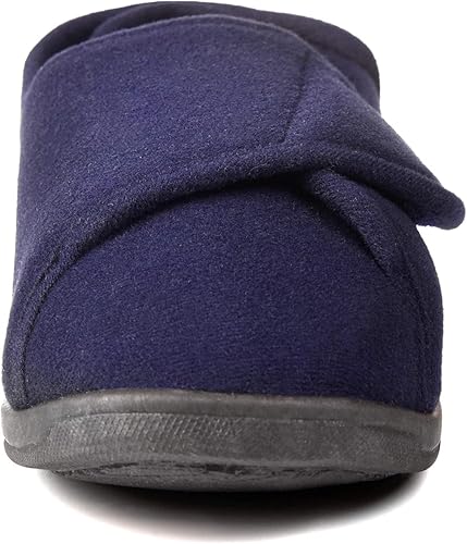 Miniatura 3 de Pantuflas para diabéticos de espuma viscoelástica 80-D para hombre con cierres ajustables, ancho extra ancho, cómodo, cálido, forro polar, artritis,
