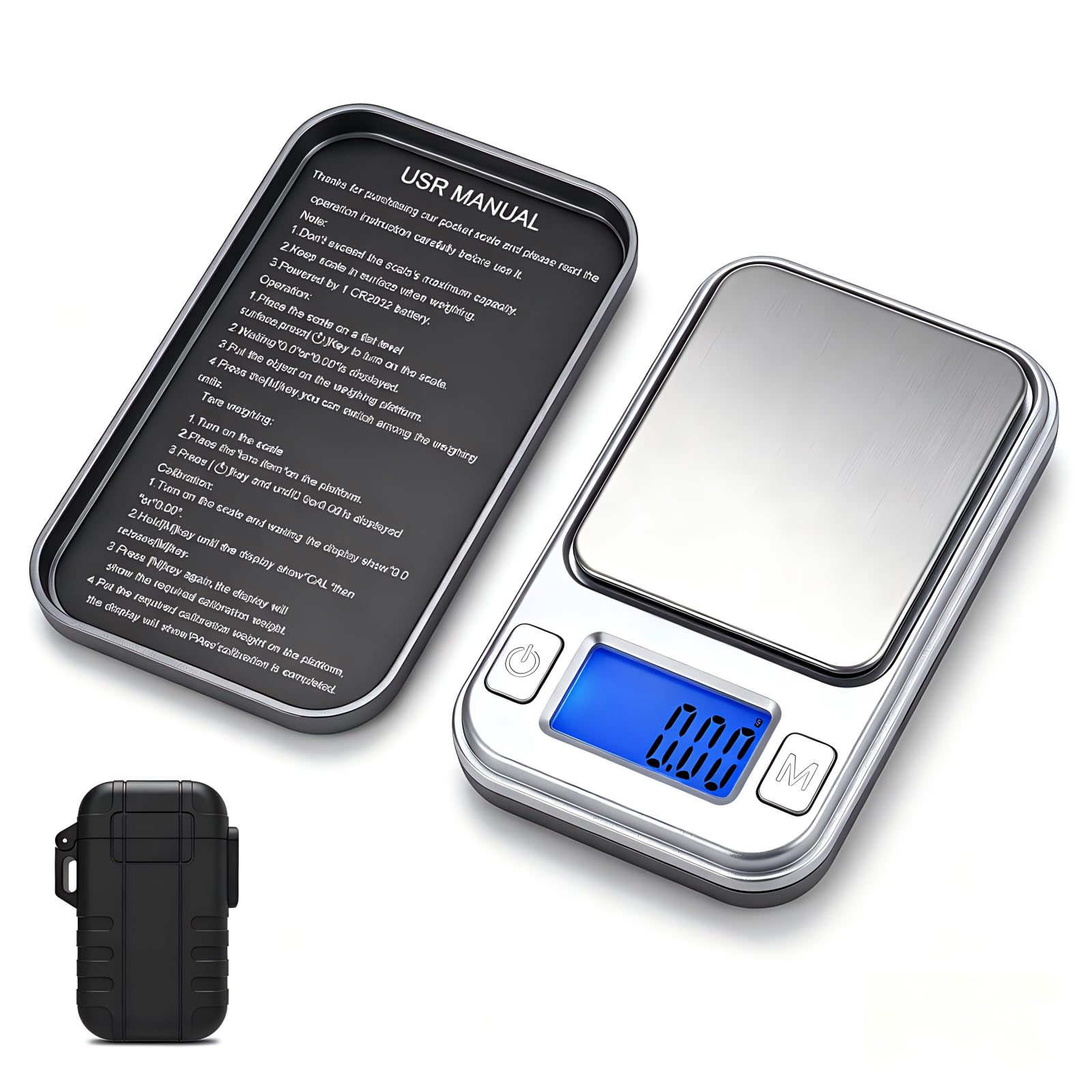 Mini Scales 0.01g/200g, Diyife Portable Precision Small Scale 8 Units, Jewellery Scales with Storage Case, Auto-Off, Backlit Lcd, Tare, Digital Pocket Scales for Gold, Gem, Medicine (Silver)