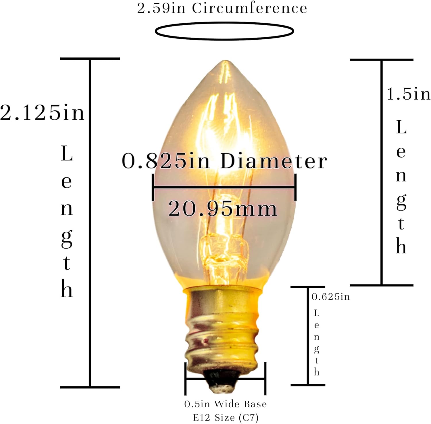 EST. LEE DISPLAY L D 1902 C7 4th of July Light Bulbs, Transparent Multi-Colored Christmas Lights, Red, White, and Blue Replacement Bulbs, C-7 E12 Steady, Box of 25 (Transparent Red White Blue)