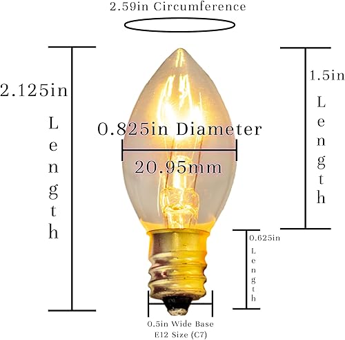 Miniatura 7 de Bombillas incandescentes transparentes transparentes, C7 E12, reemplazo constante, 7 vatios, caja de 25