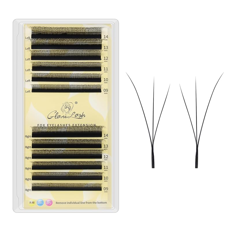 Cílios Postiços GLAMLASH Fox 3D W, Curvatura 0.07D, 9–14 mm